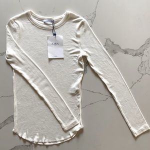 Zara Rib Long Sleeve Round Neck Shirt